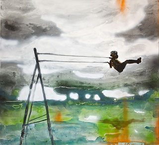 12 5 minutes before 2008 acrilico spray e bitume su tela 120x130cm