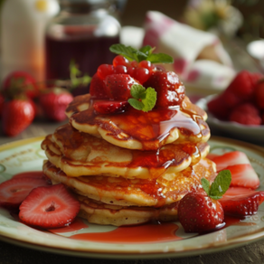 Panquecas de Ricota com Calda de Frutas Vermelhas