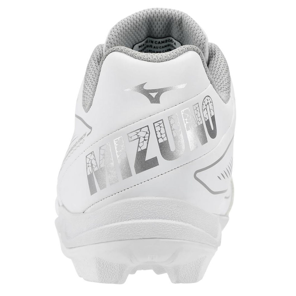 Thumbnail: Mizuno CUSHIONREVO Finch JR Softball Cleat -White/Silver (320710)
