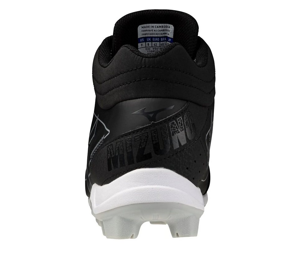 Thumbnail: Mizuno CUSHIONREVO DIAMOND MID TPU Baseball Cleat - Black