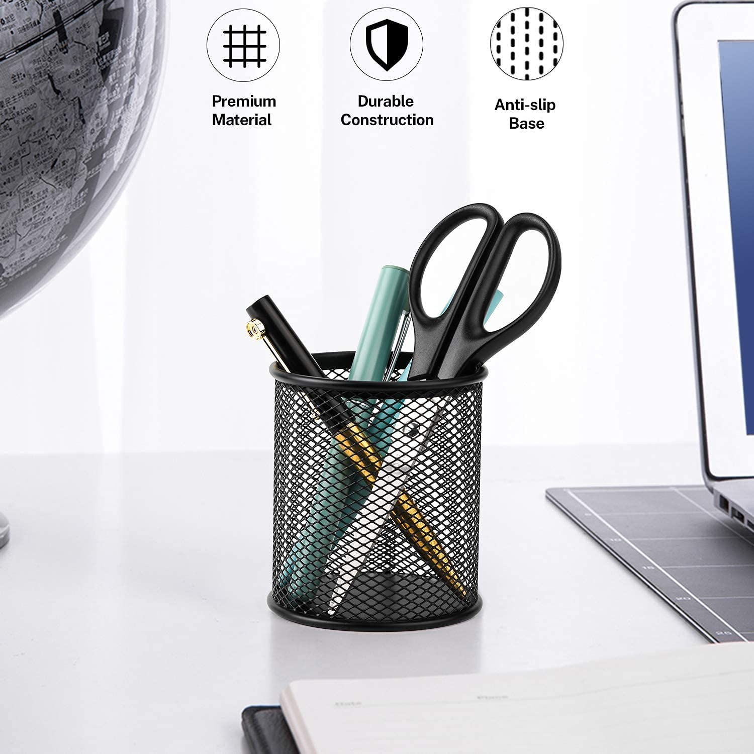 Desk Organizer Black Mesh Pen Holder