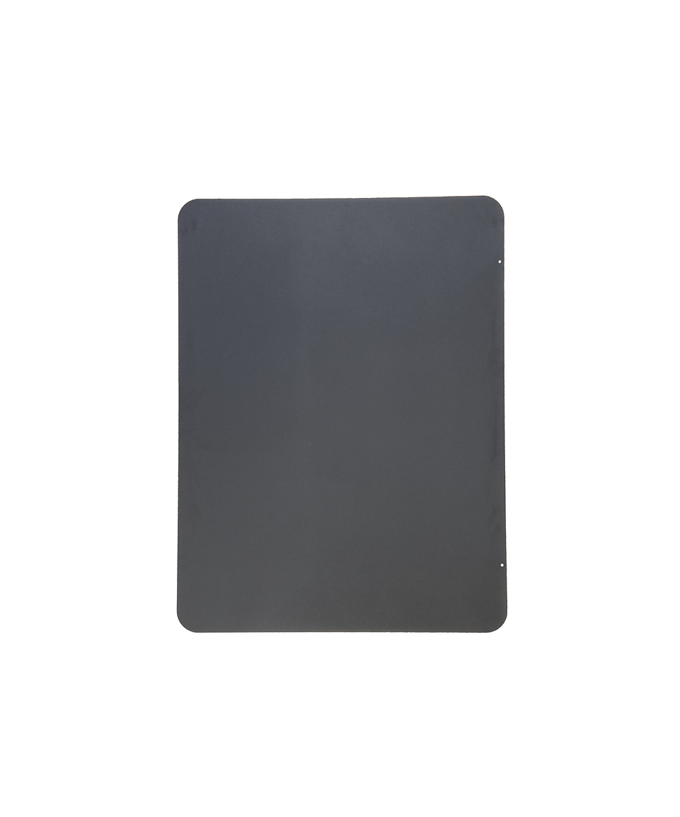 Plaque de protection de sol grise pour poêle en acier de forme rectangulaire de largeur 98.5cm  | Depuis accessoiresdufeu.com