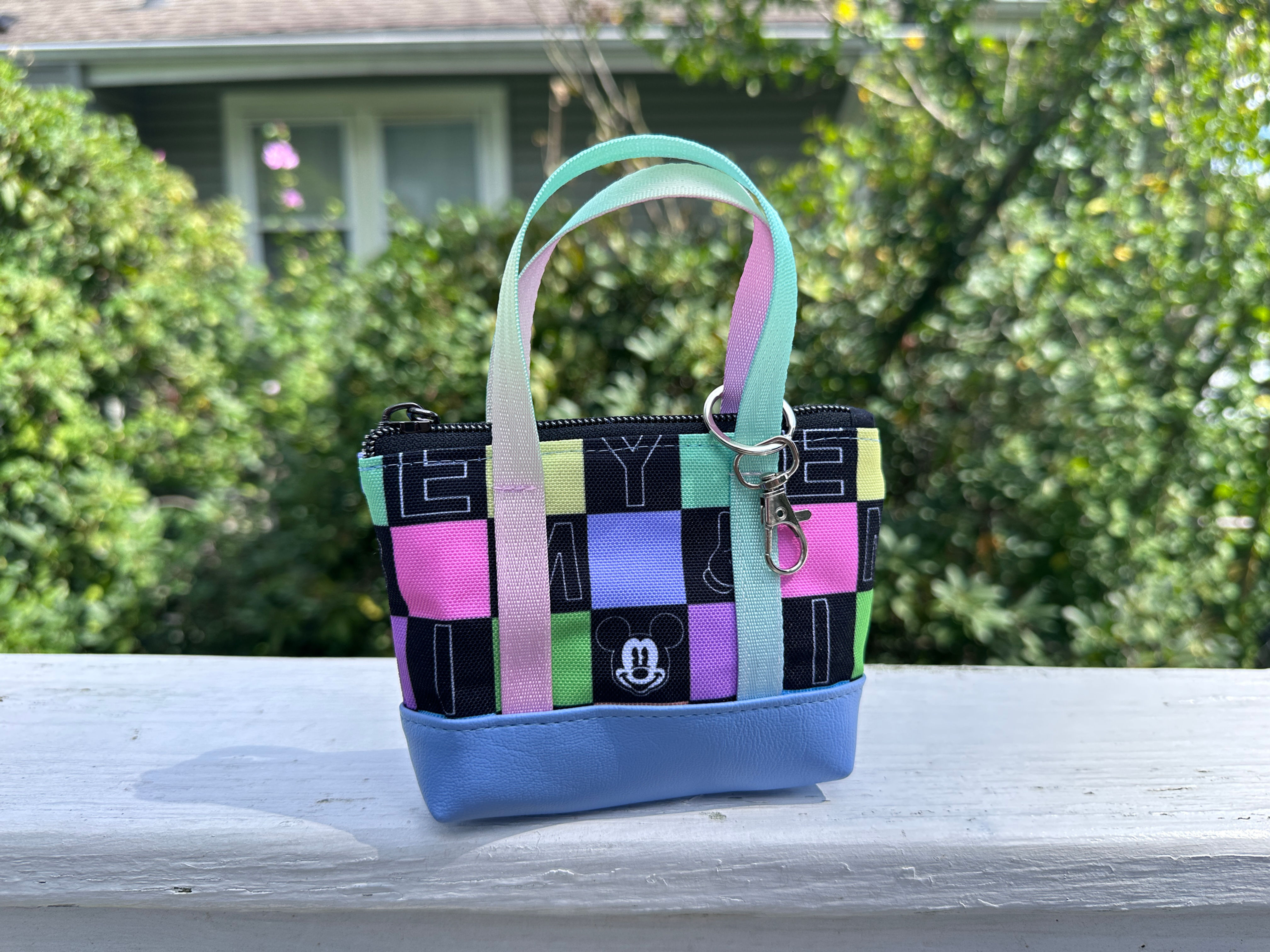 Ready to Ship Colorful Mouse Checkered Teeny Trinket Tote Bag Charm