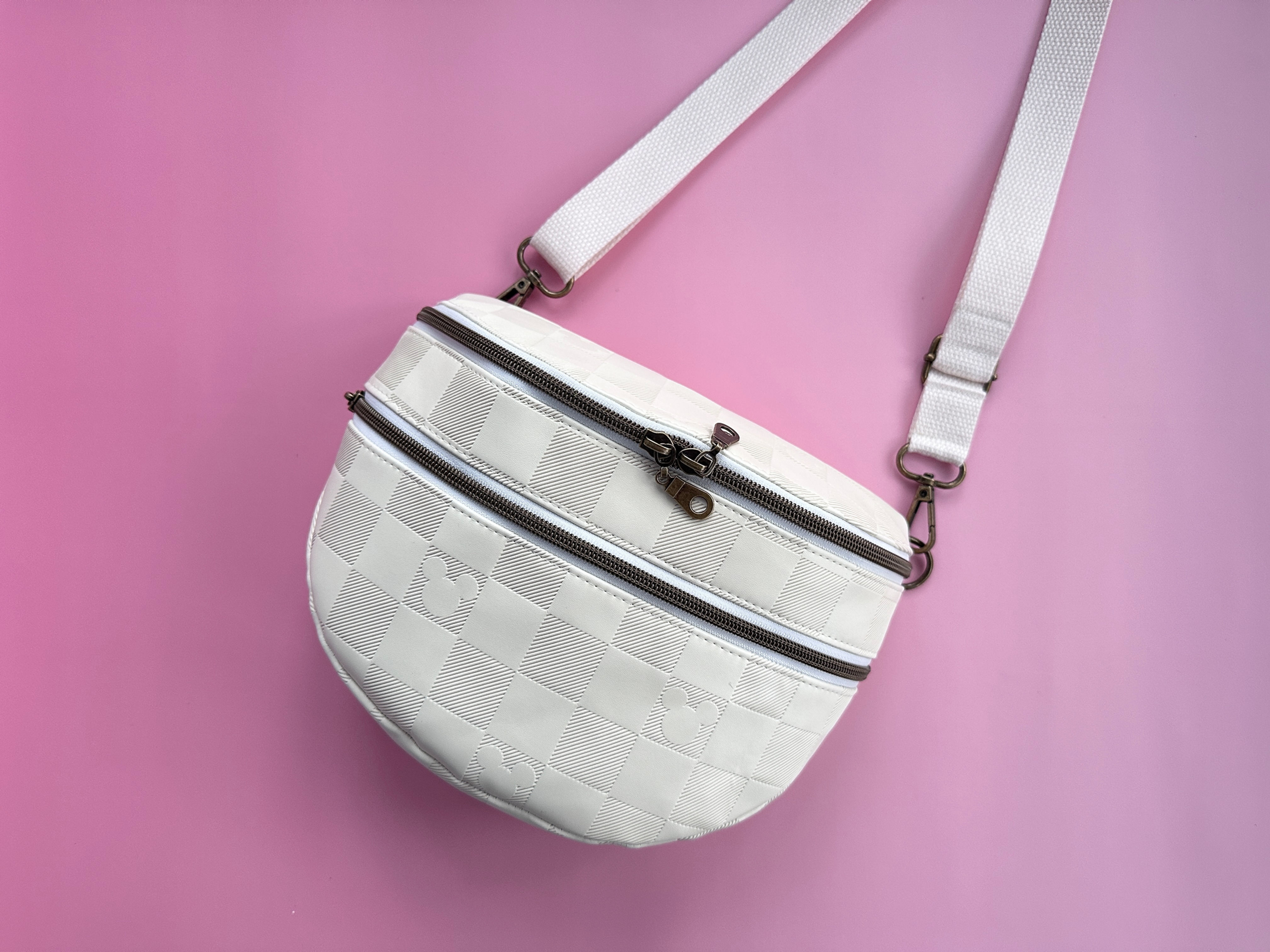 Ready to Ship Cream Mouse Checkered Vinyl Bum Bag