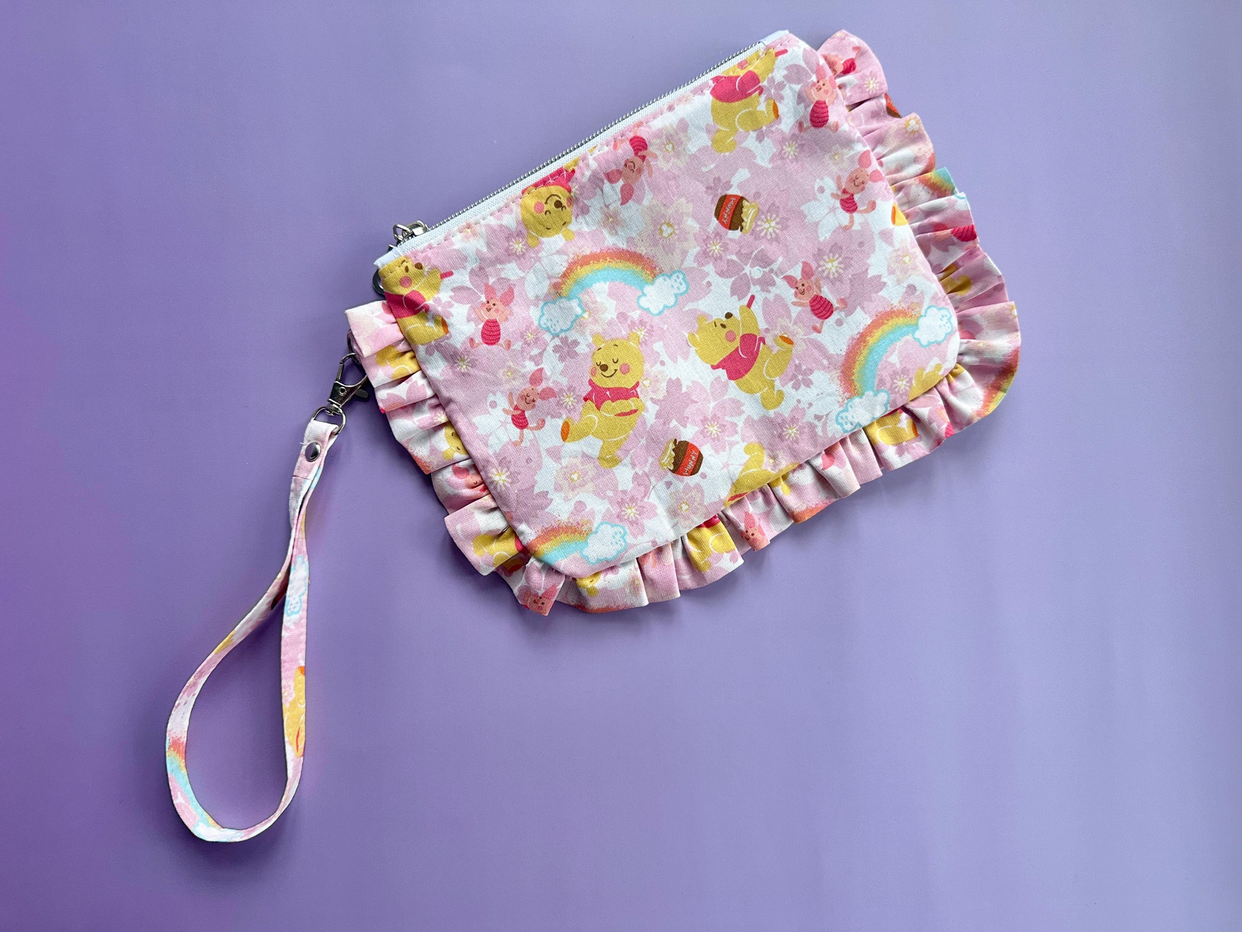 Ready to Ship Springtime Pooh and Piglet Ruffle Wristlet
