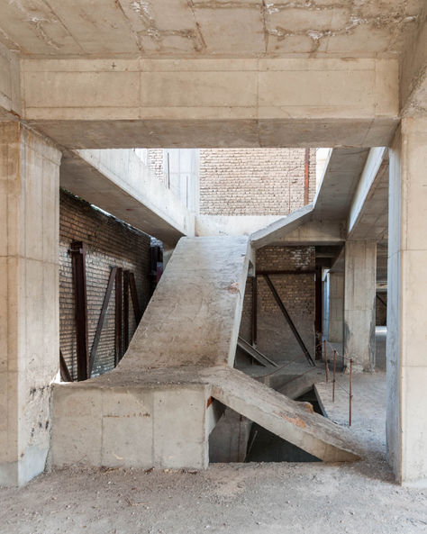 stairways of an unfinished concrete structure building