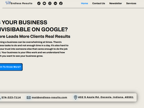 The into to Endless Results Website. Located in Osceola, Indiana.