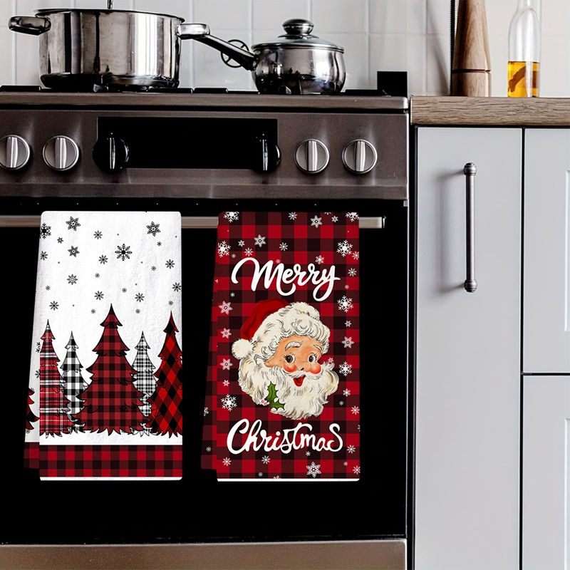2pcs Christmas Kitchen Towels Merry Christmas Party Decoration 2025