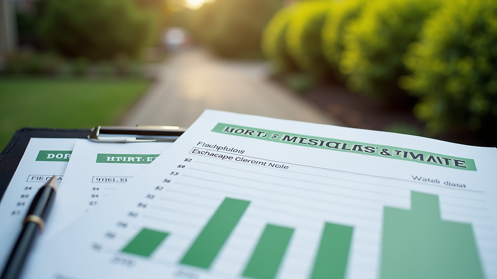 Close-up view of a landscaping cost estimate with plant choices