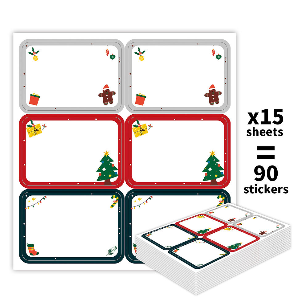 90pcs/15sheets Christmas Stickers Labels, Writeable Xmas Gift Tags