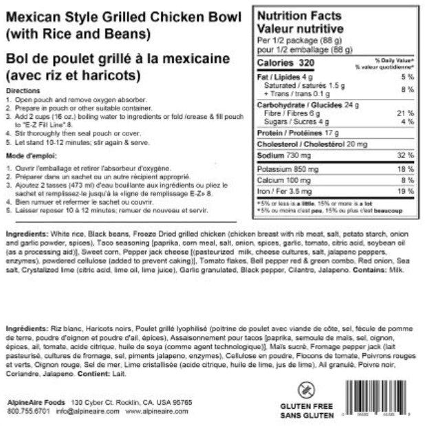 Thumbnail: Alpine Aire Mexican Style Grilled Chicken Bowl (w/ Rice & Beans)