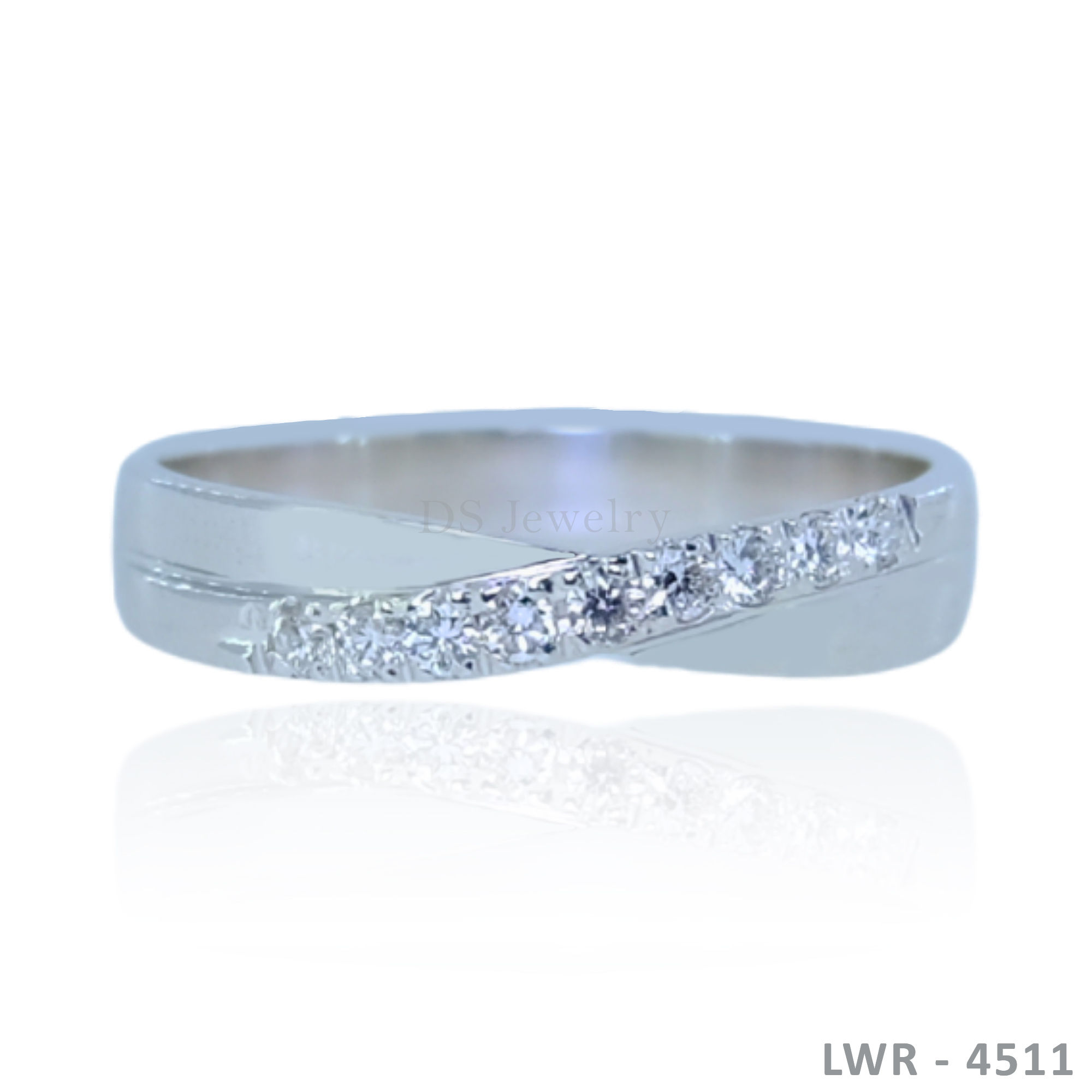 14K-WG Infinity One Side with Lab Diamond Wedding Ring WITH LAB DIA WED RING