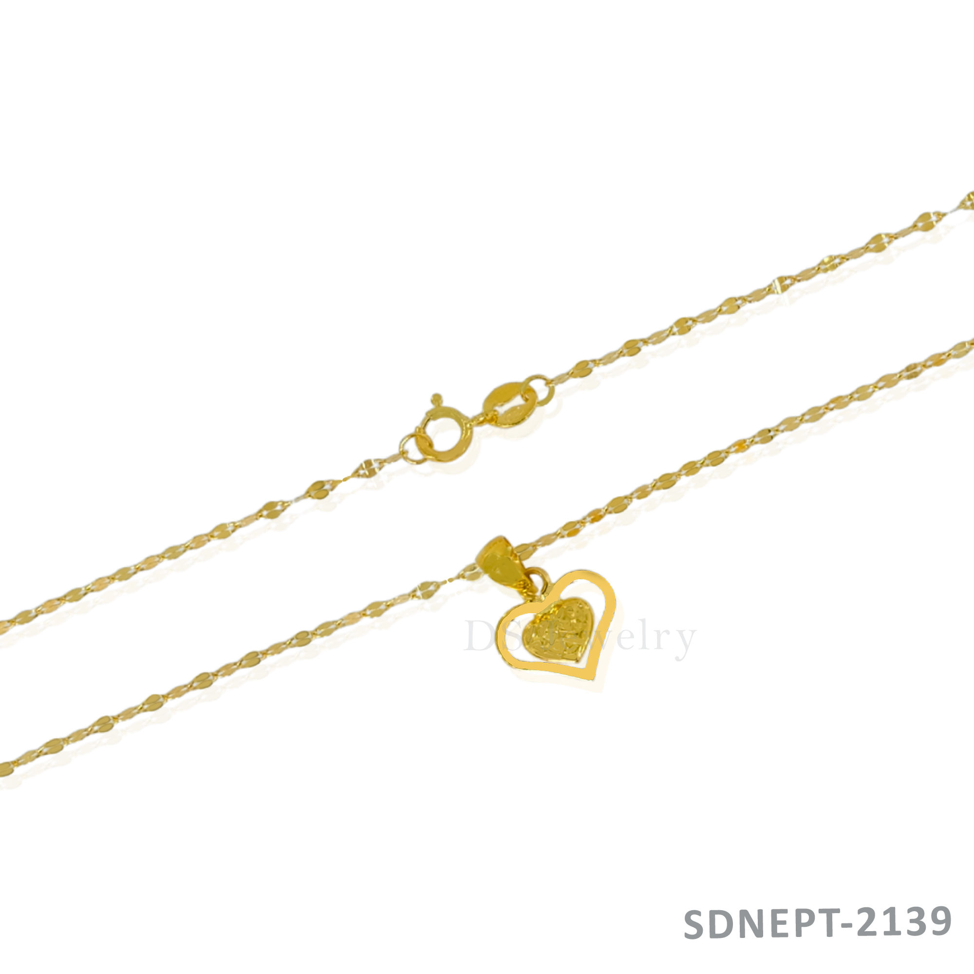 18K-YG Dancing Chain with Heart Pendant