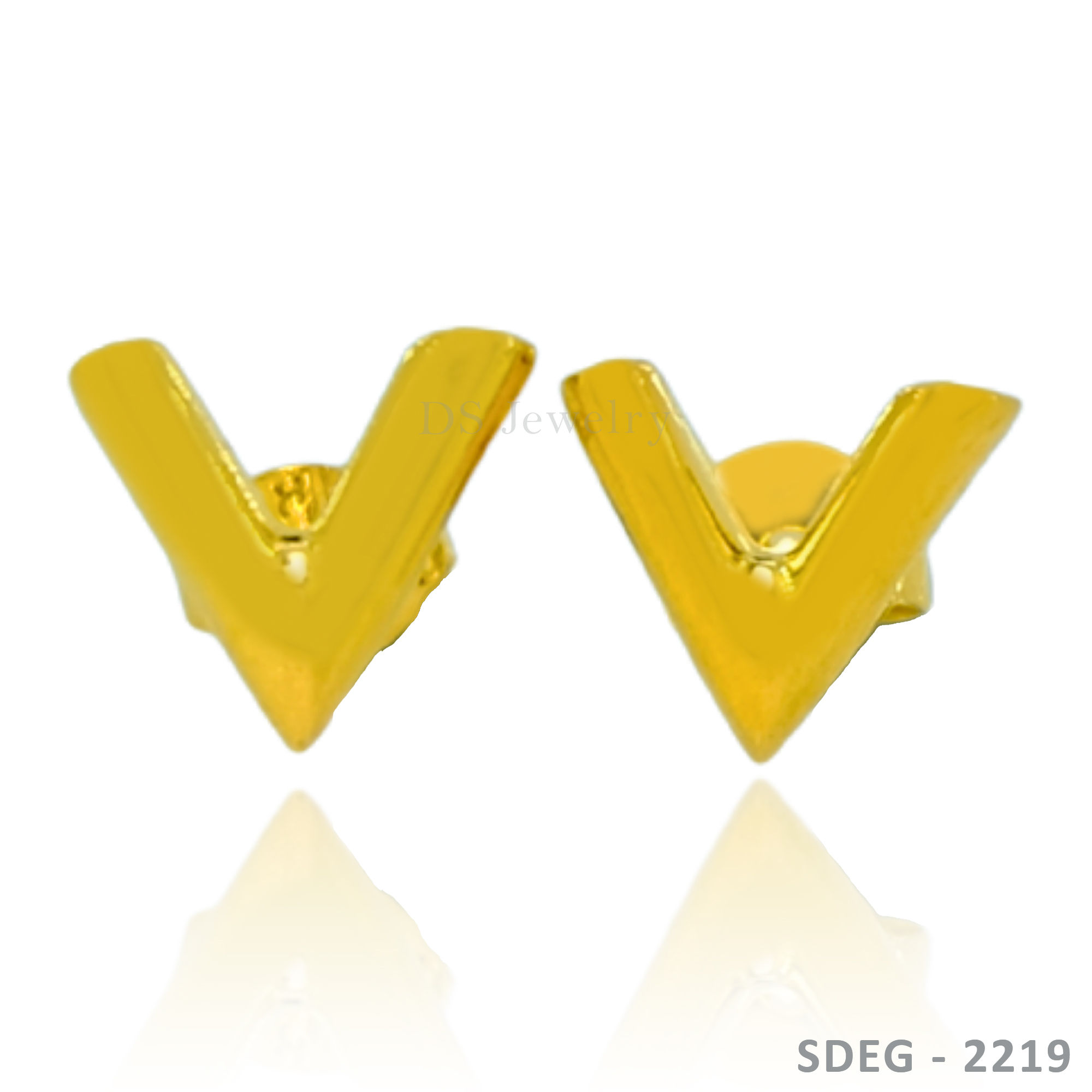 18K-YG Vshape Pushpull Earring