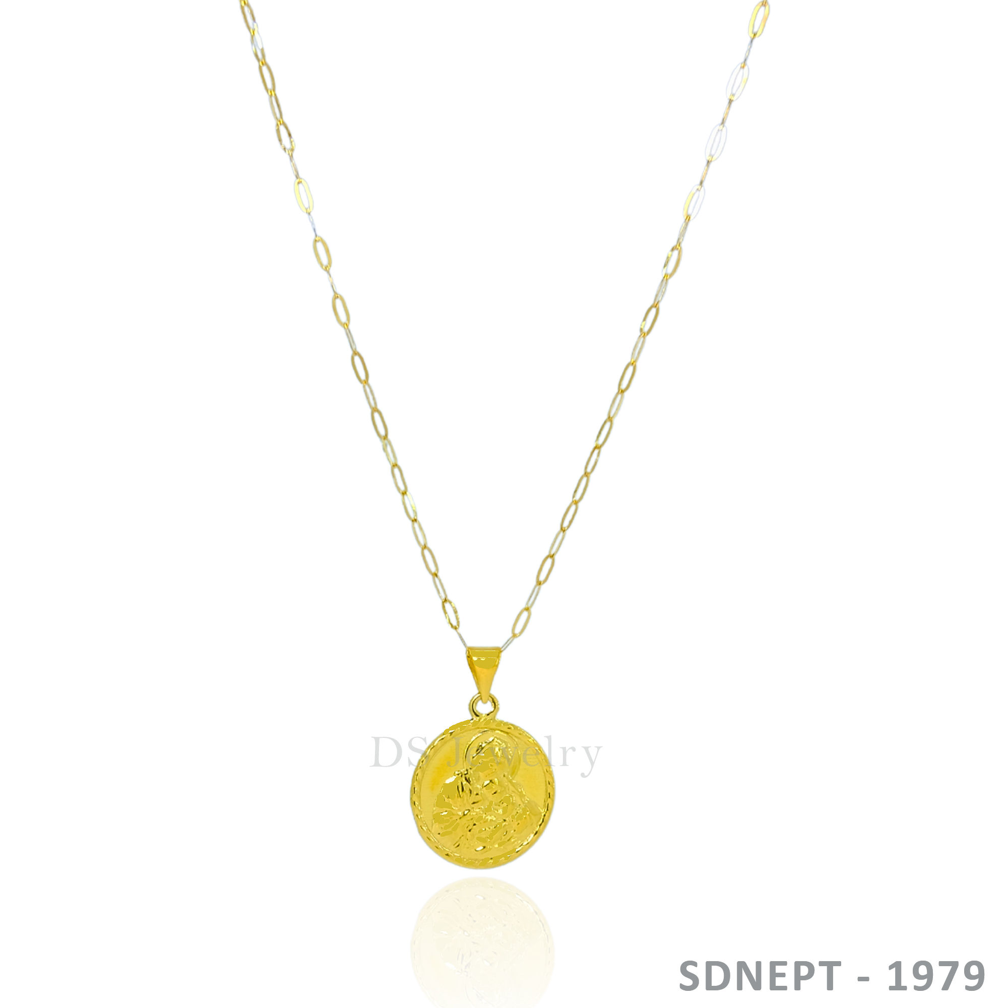 18K-YG Paperclip Chain with Pendant