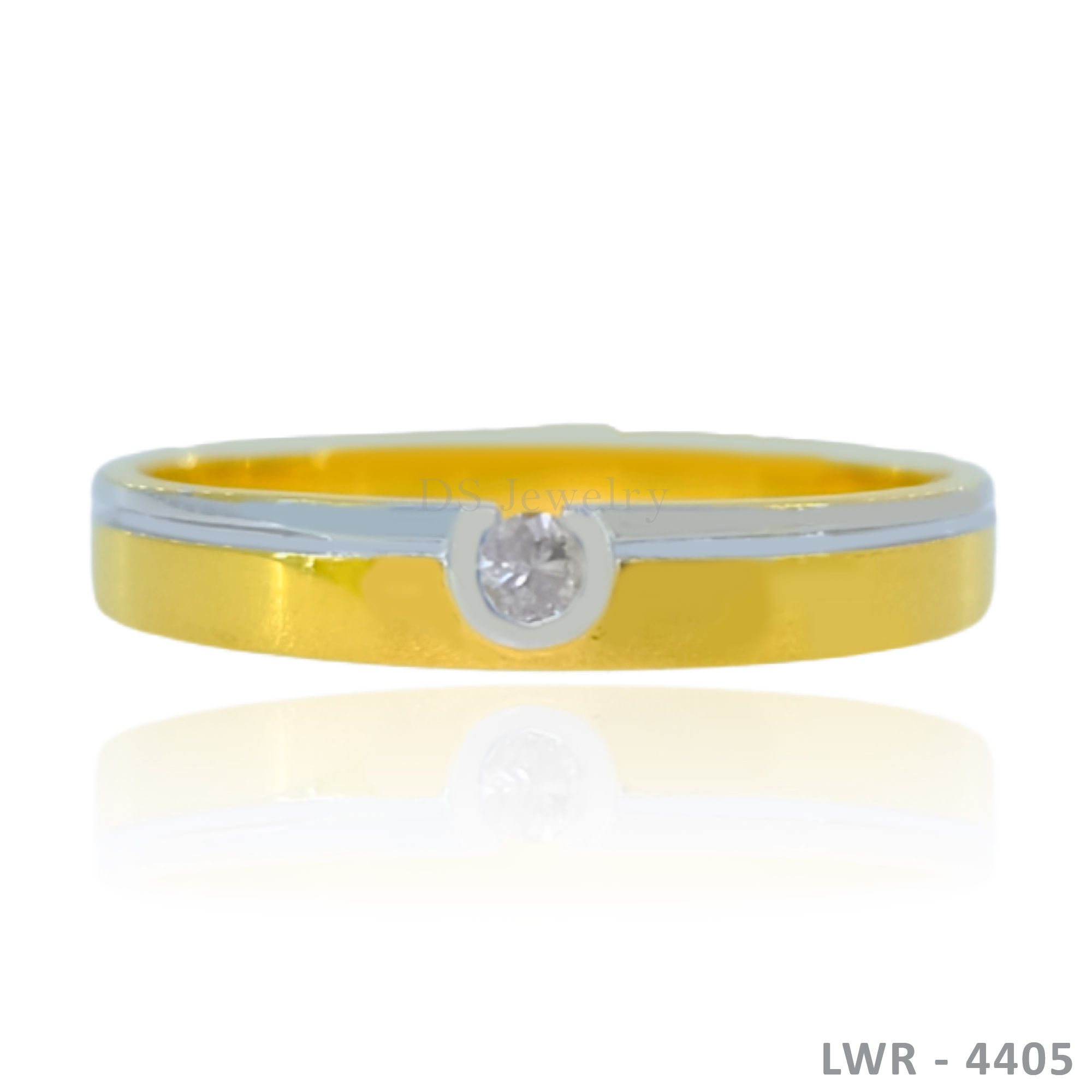 14K-2T Solo Diamond Round Design Wedding Ring