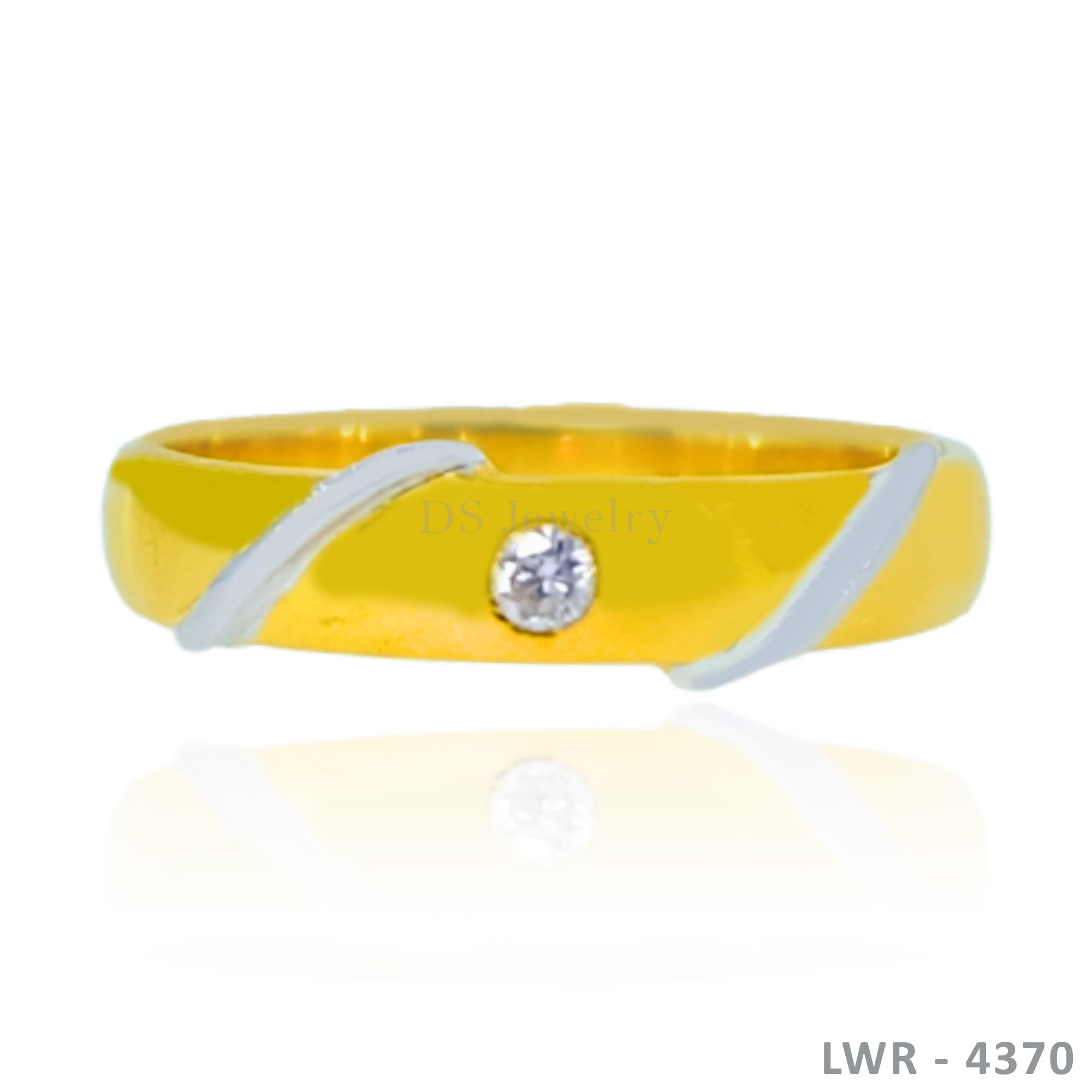 14K-YG Solo Diamond with Slant Design Wedding Ring