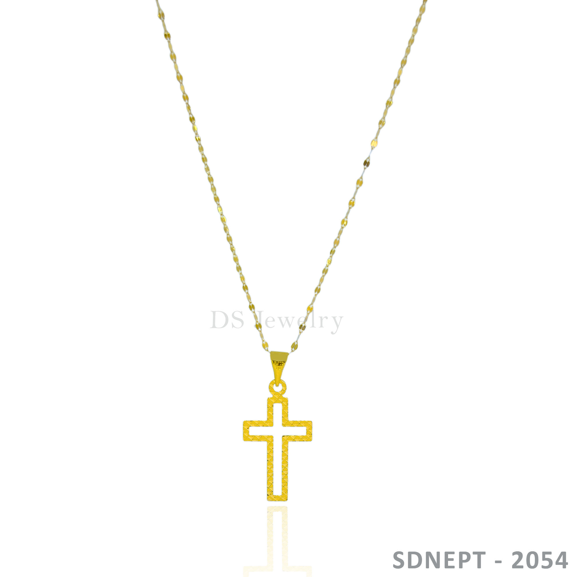 18K-YG Dancing Chain with Cross Pendant