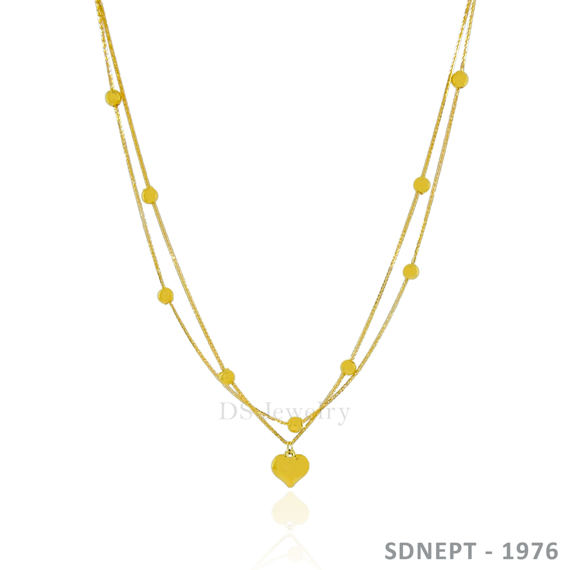 18K-YG Layer Chain with Heart Ball Pendant