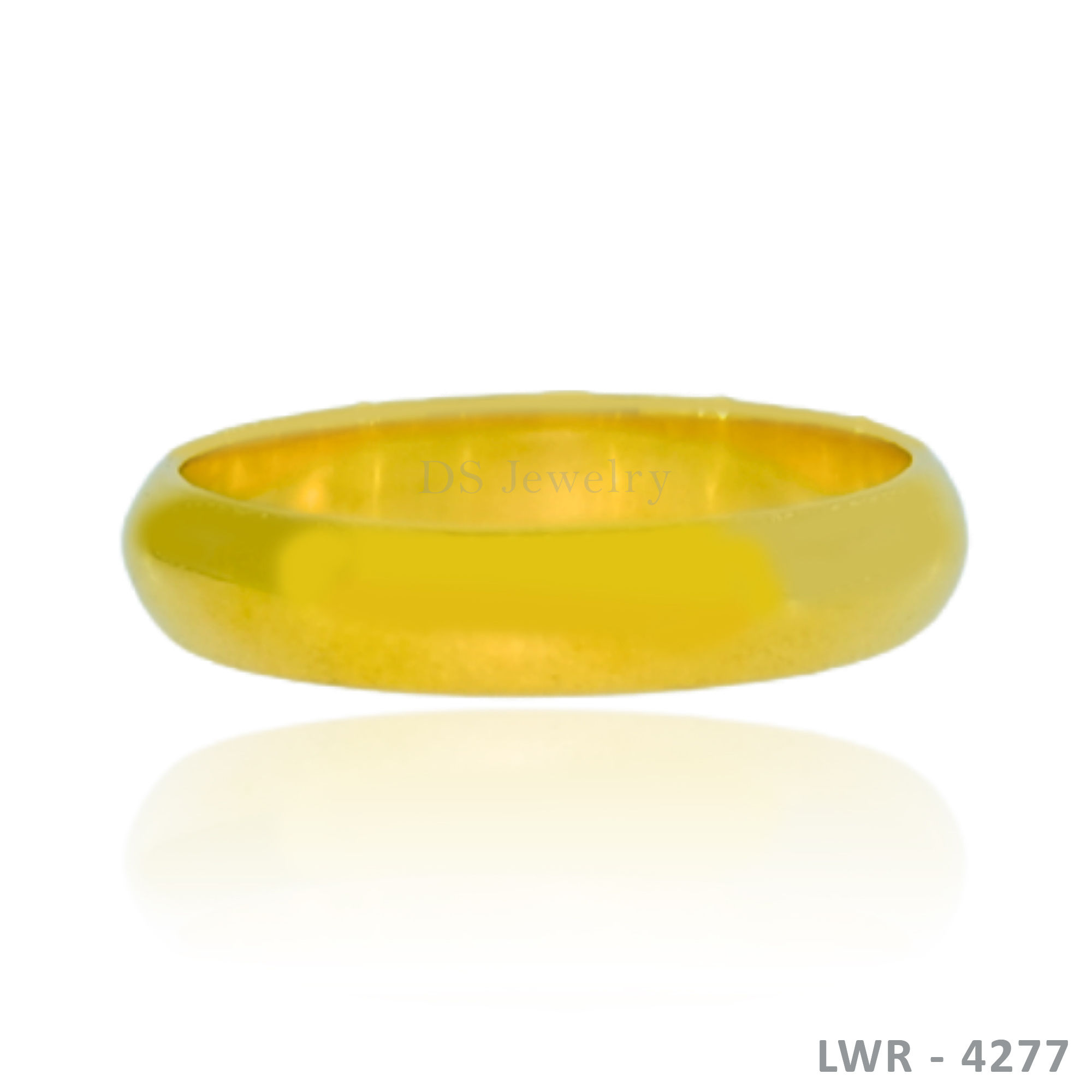 14K-YG Plain Hollow Wedding Ring 4 MM