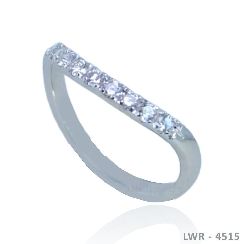 Thumbnail: 14K-WG Curved with Nine Lab Diamond Wedding Ring