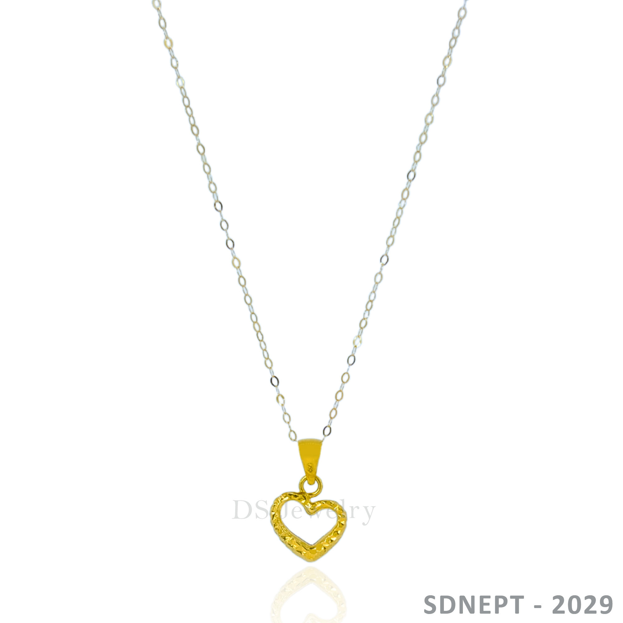 18K-YG Thin Chain with Heart Pendant