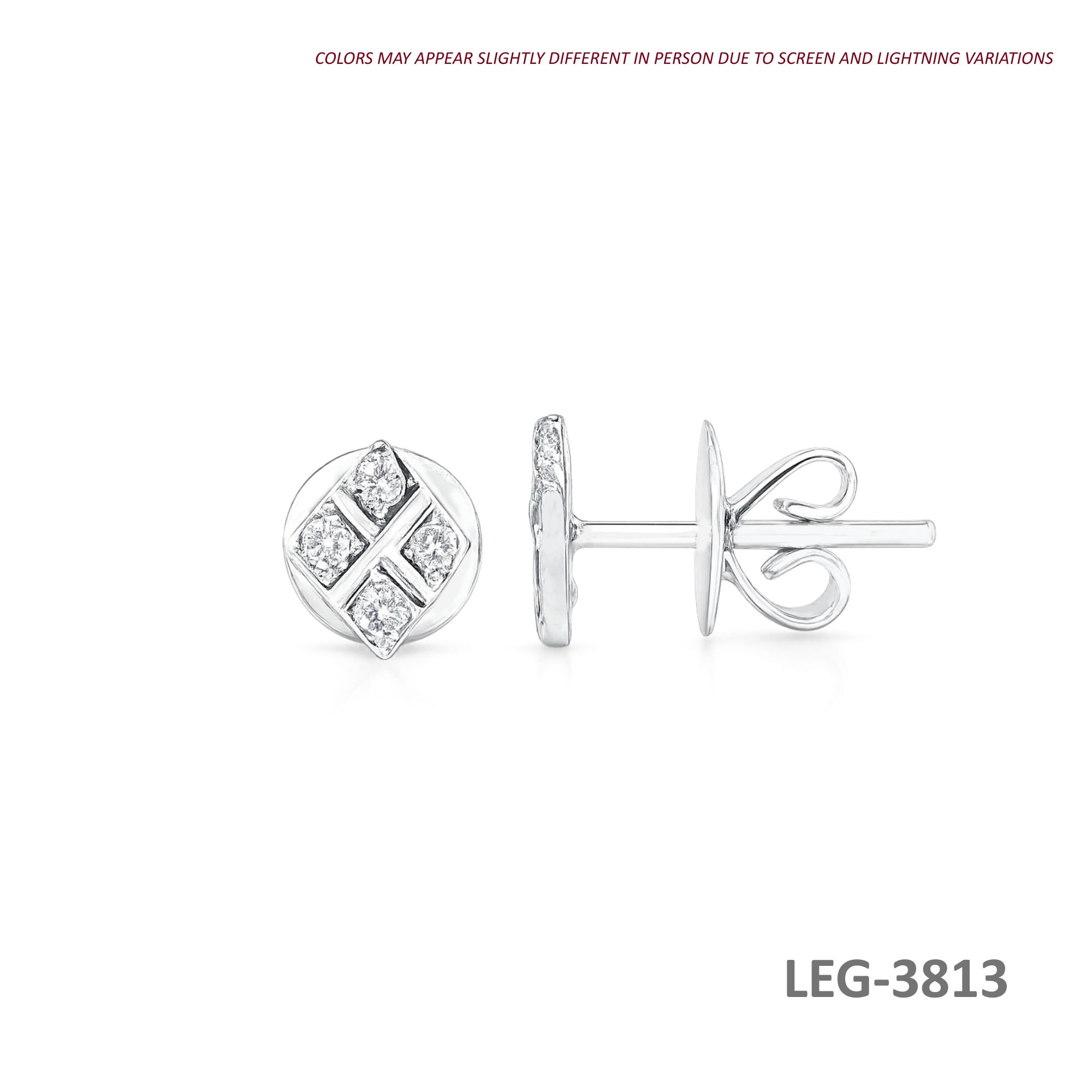 14K-WG Diamond Shape with Diamond Earring