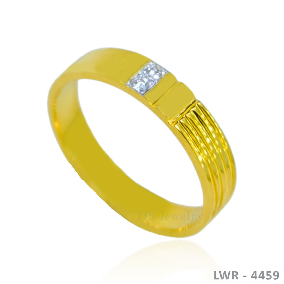 Thumbnail: 14K-YG 2 Lab Diamond with Line Wedding Ring