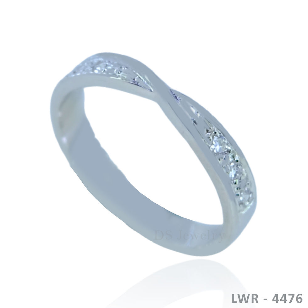 Thumbnail: 14K-WG Curved with 6 Lab Diamond Wedding Ring