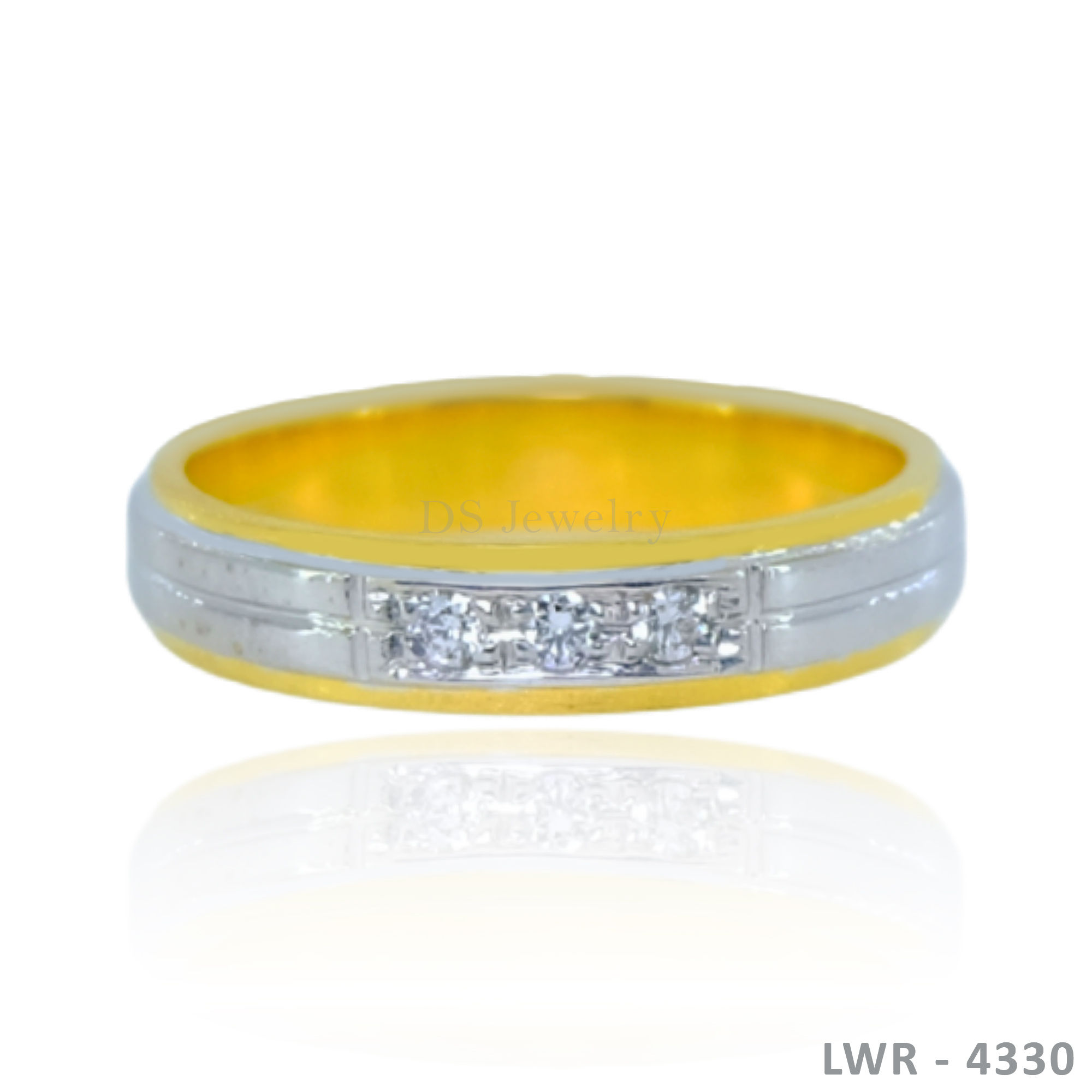 14K-2T Three Diamond Wedding Ring