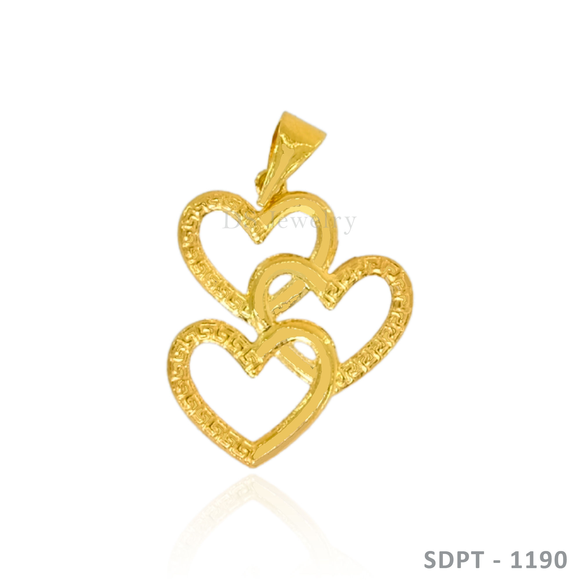 18K-YG Triple Heart Pendant