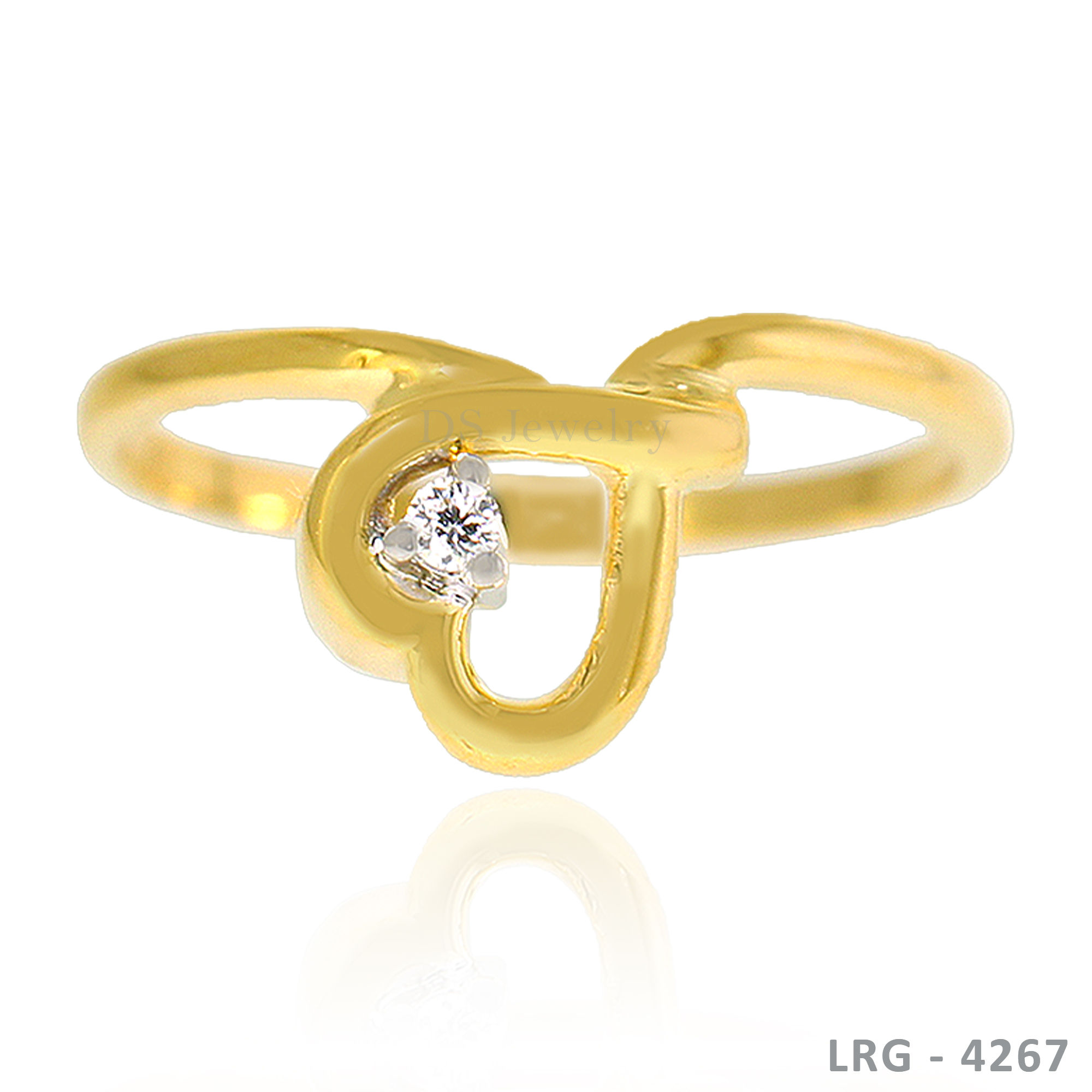 14K-YG Heart with 1 Lab Diamond Ring