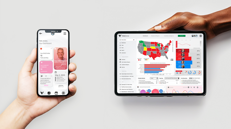 VoteSense main dashboards