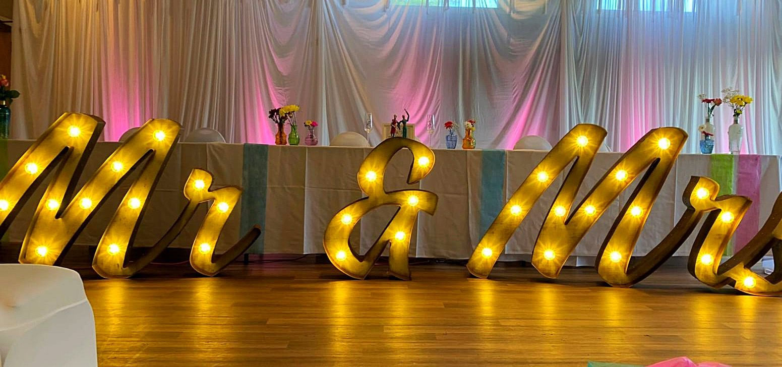 Large Rustic Light Up Mr & Mrs