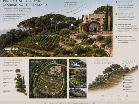 How Nature Slows the Wind: Designing Mediterranean Windbreaks Inspired by Living Systems