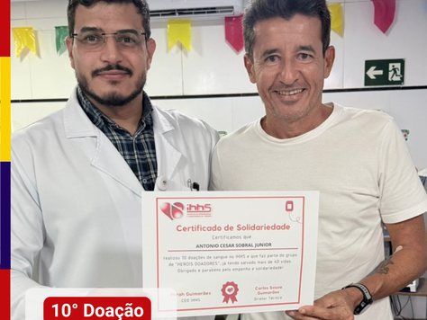 🎉❤️ Parabéns pela 10ª doação de sangue, Antônio Cesar! ❤️🎉