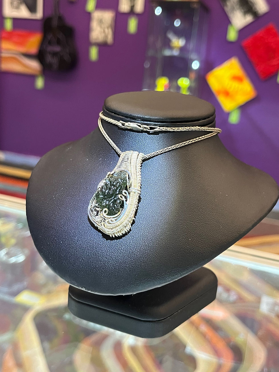 Thumbnail: Moldavite & Quartz Silver Necklace 