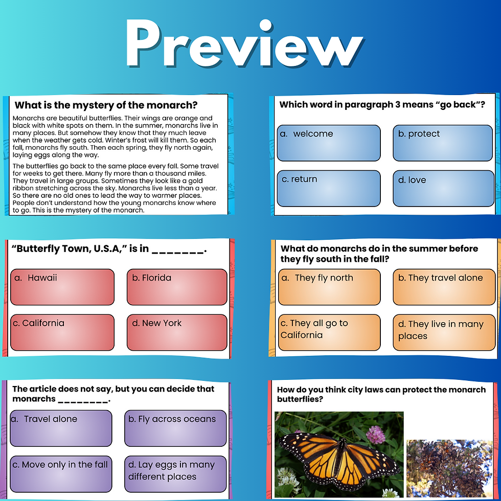 Thumbnail: What is the mystery of the monarch? Reading Comprehension Lesson
