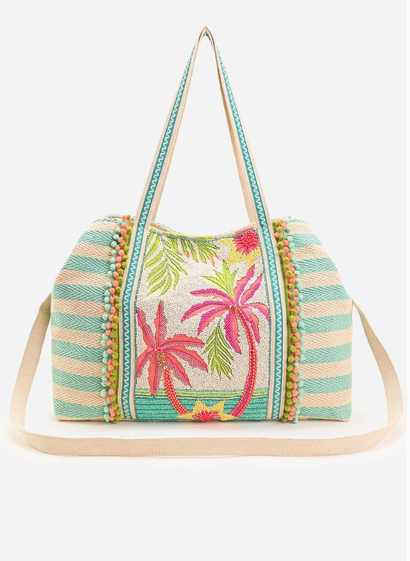 Palms Away Beaded Game Tote