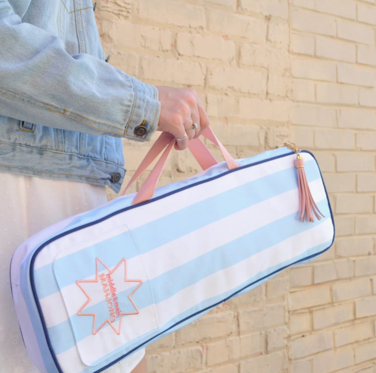 Cabana Stripe Rack Bag-Seaside Blue
