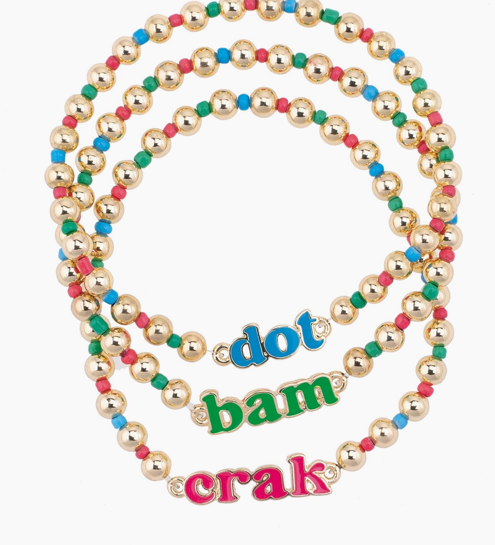 Dot Crak Bam Rainbow bead stretch bracelet set of 3