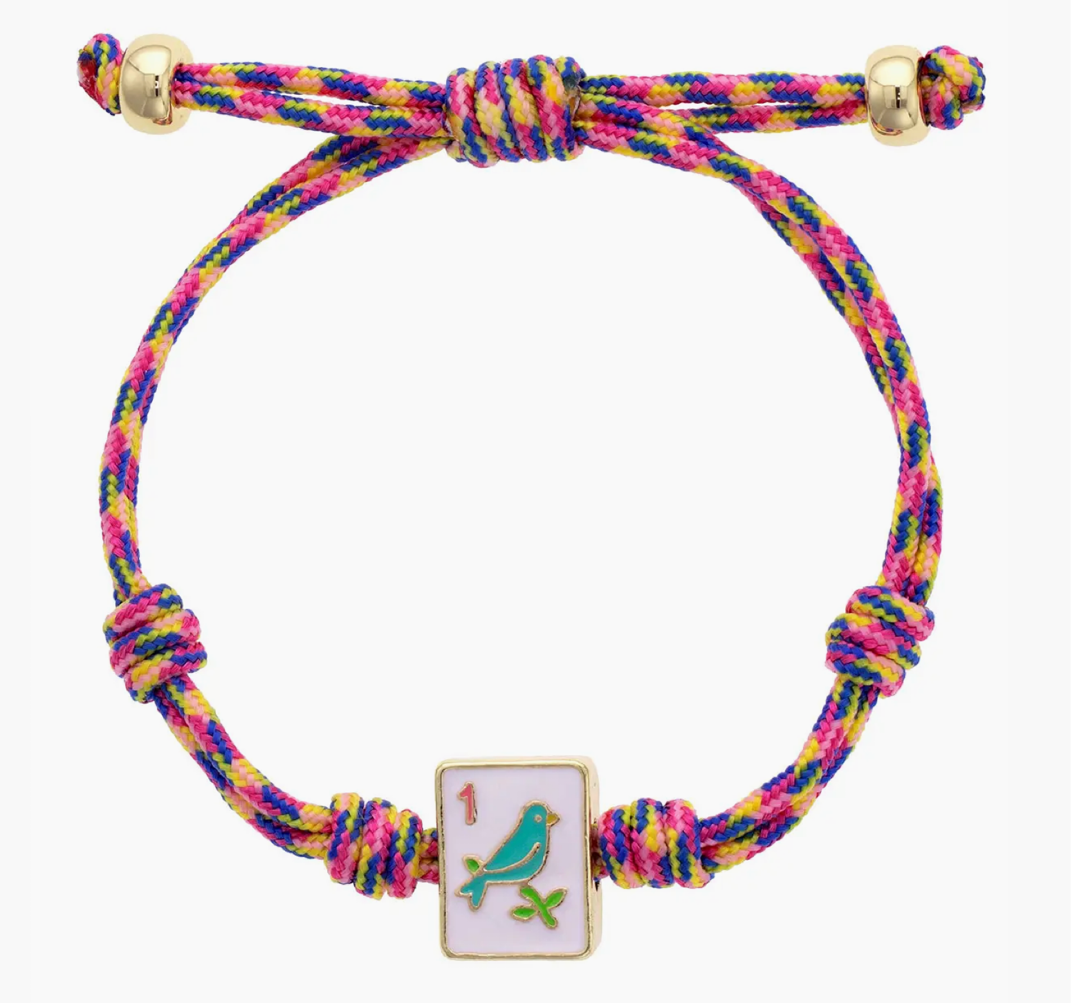 Sparrow Mahjong Tile Paracord Bracelet in Pink