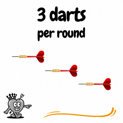 A walking heart introduces you that 3 darts per round while playing 01-game