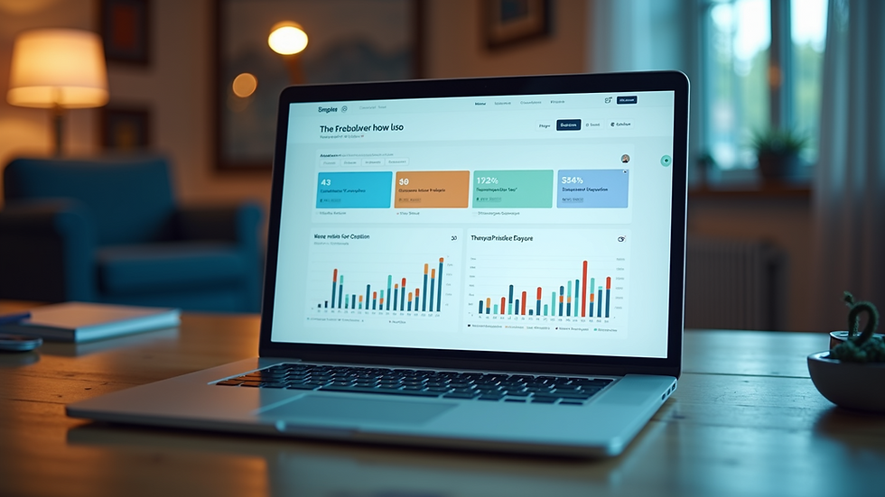 Eye-level view of a laptop screen showing a digital marketing dashboard