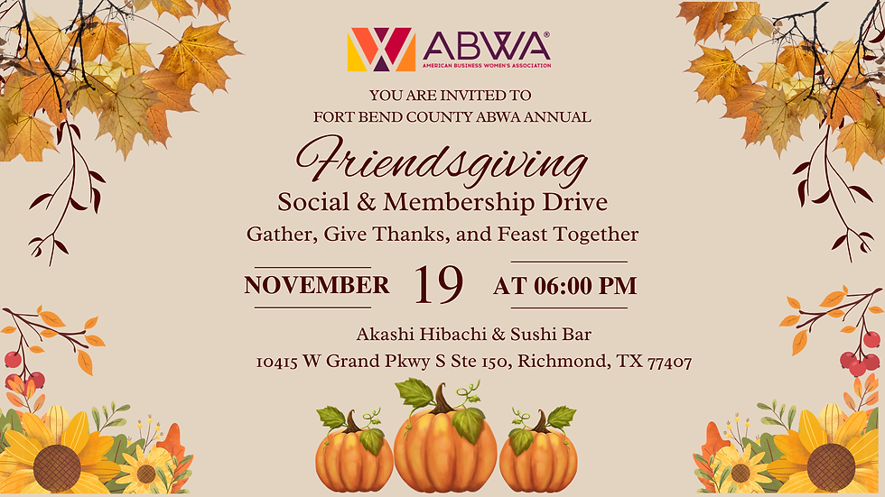 Fort Bend County of ABWA Annual Friendsgiving 2026