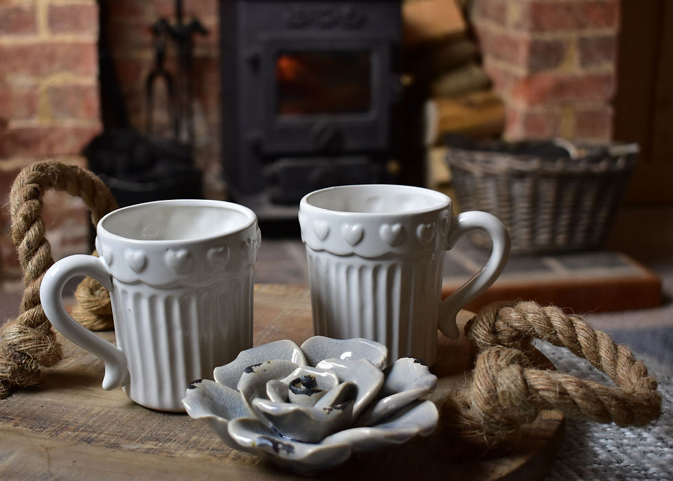 White Ribbed Tea Mug