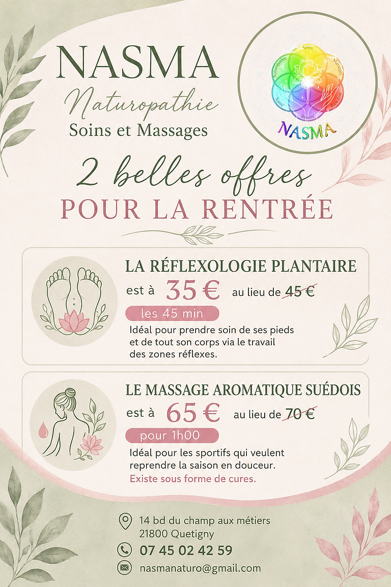 offre septembre réflexologie massage suédois