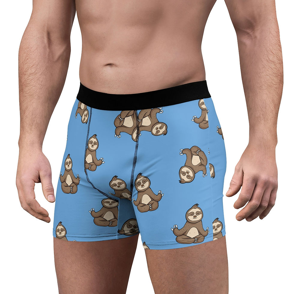 Thumbnail: Affirmation Undies - "I Am SO Chill" Boxer Briefs (light blue with sloths)