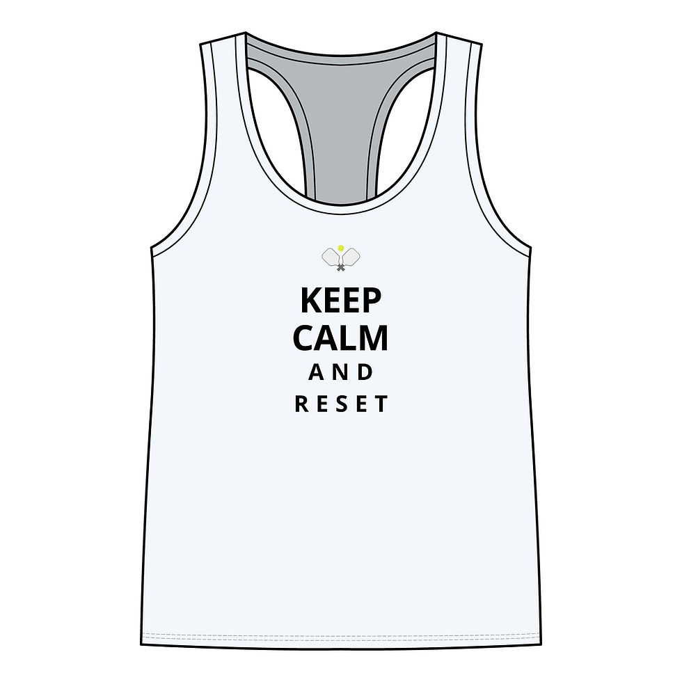 Thumbnail: Keep Calm and Reset Pickleball Racerback Tank — Soft Cotton