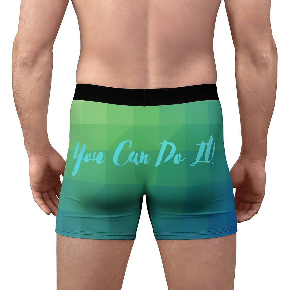 Thumbnail: Affirmation Undies - "You Can Do It!" Boxer Briefs (green squares)